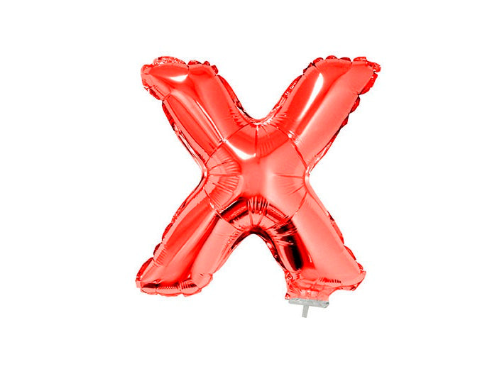 ballon lettre x en aluminium avec bâton 41cm rouge