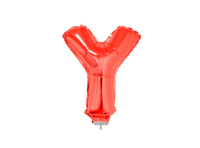 ballon lettre y en aluminium avec bâton 41cm rouge