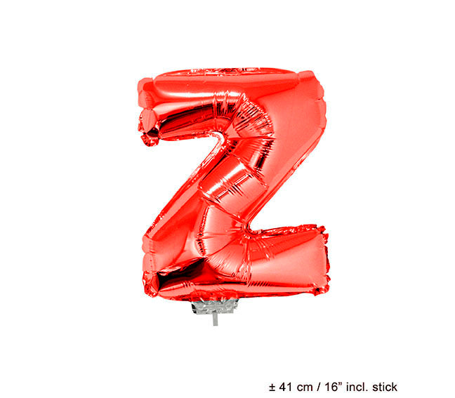 ballon lettre z en aluminium avec bâton 41cm rouge