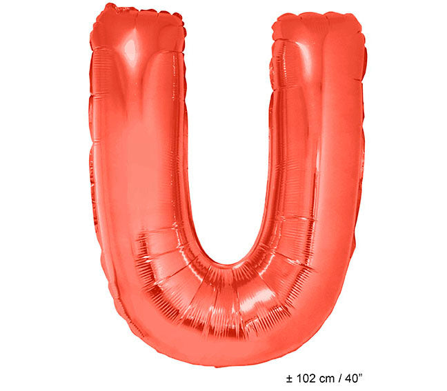 ballon lettre u en aluminium 1m rouge