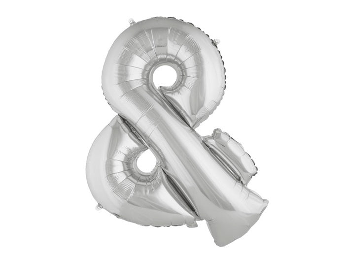 ballon symbole & en aluminium 1m argent