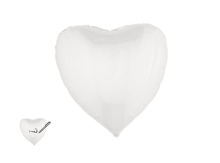 ballon aluminium coeur blanc 80x75cm