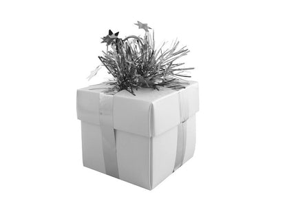 poids pour ballon boite cadeau argent brillant 7x6cm