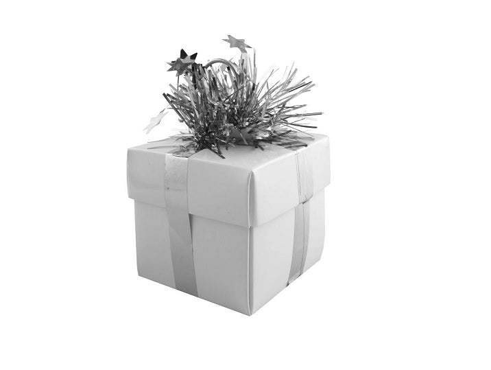 poids pour ballon boite cadeau argent brillant 7x6cm