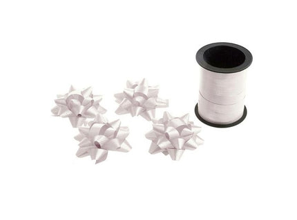 lot de 4 noeuds pour cadeaux avec ruban blanc 10m