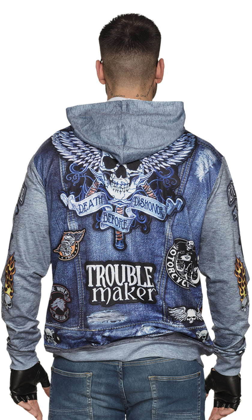 Veste motard bleu homme