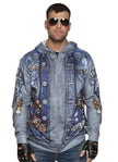 Veste motard bleu homme