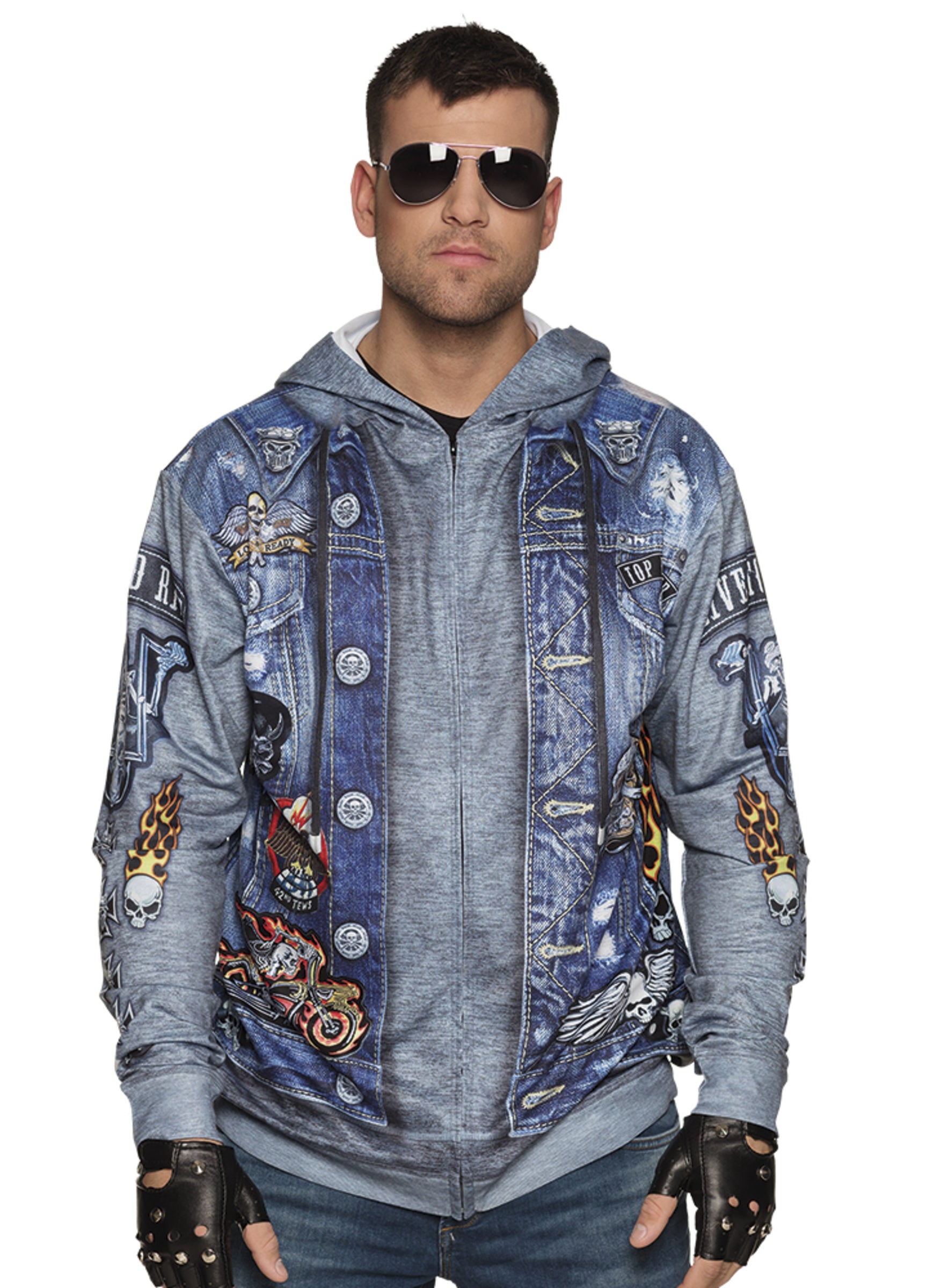 Veste motard bleu homme