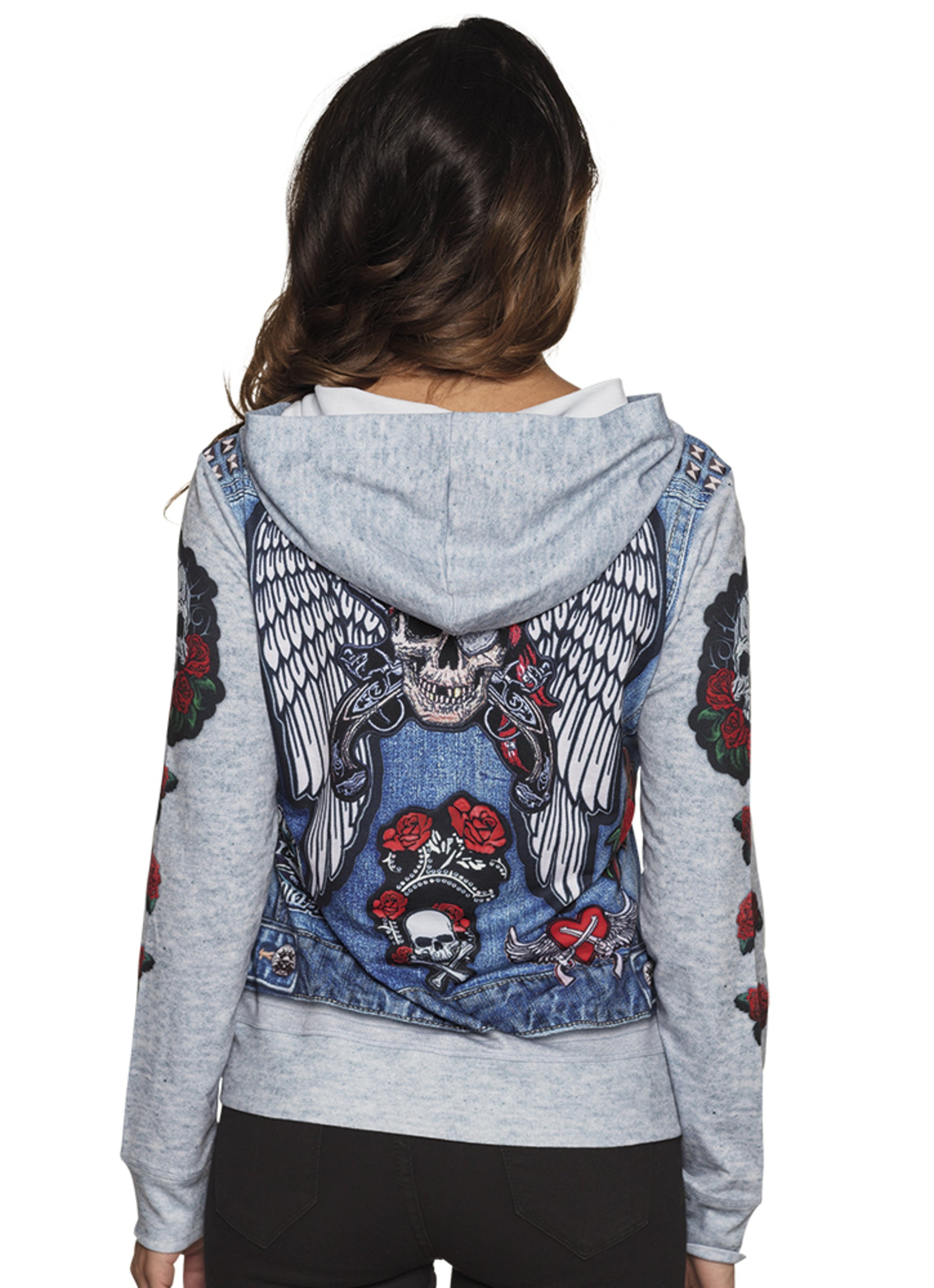 Veste motard bleu femme