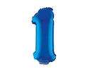 ballon chiffre 1 en aluminium avec bâton bleu 40cm