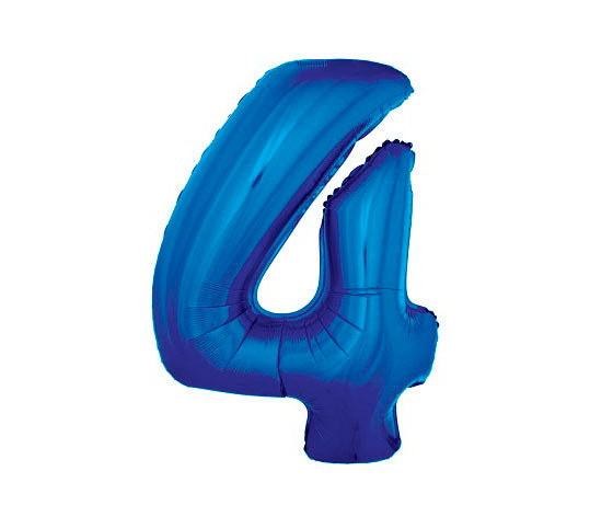 ballon chiffre 4 en aluminium bleu 1m