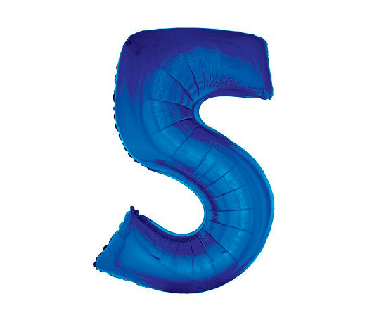 ballon chiffre 5 en aluminium bleu 1m