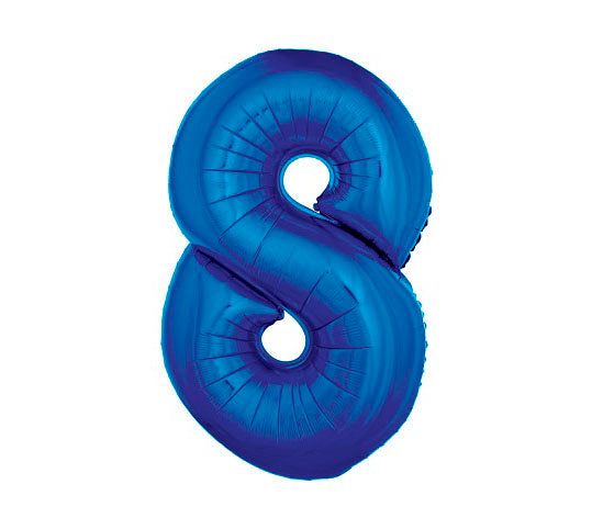 ballon chiffre 8 en aluminium bleu 1m