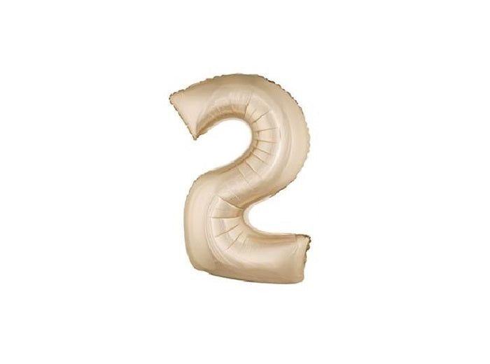 ballon chiffre 2 en aluminium champagne 1m