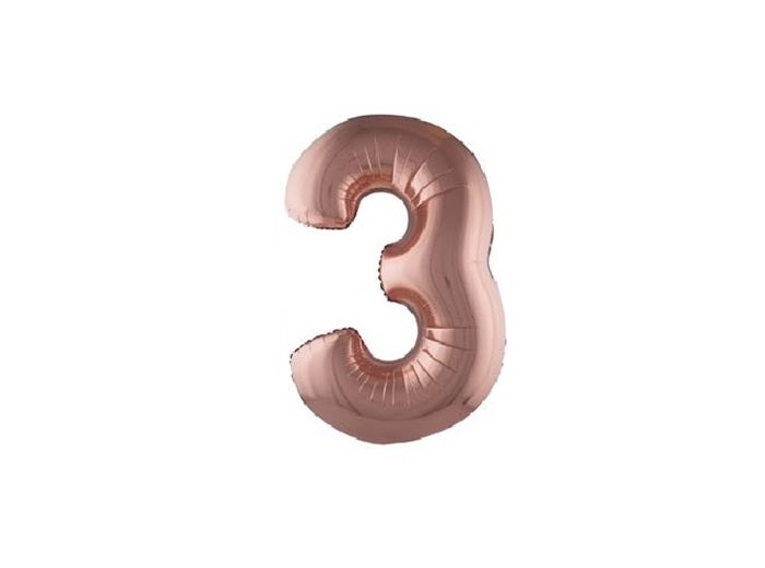 ballon chiffre 3 en aluminium cuivre 1m