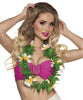Collier hawaïen vert à fleurs