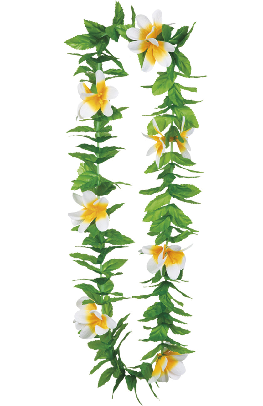 Collier hawaïen vert à fleurs