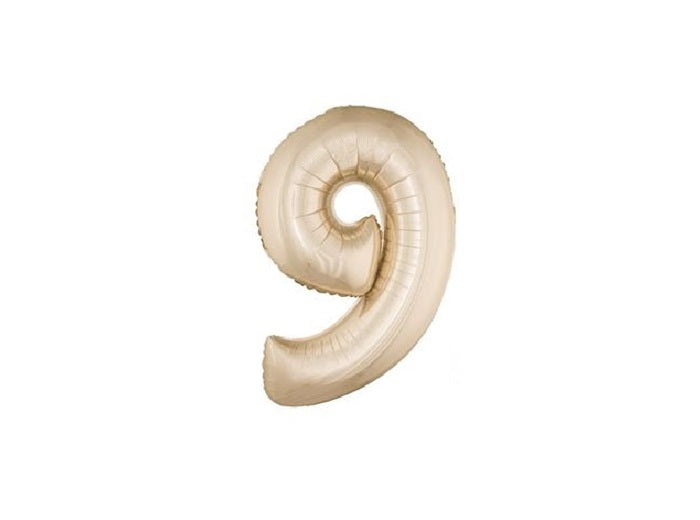 ballon chiffre 9 en aluminium champagne 1m