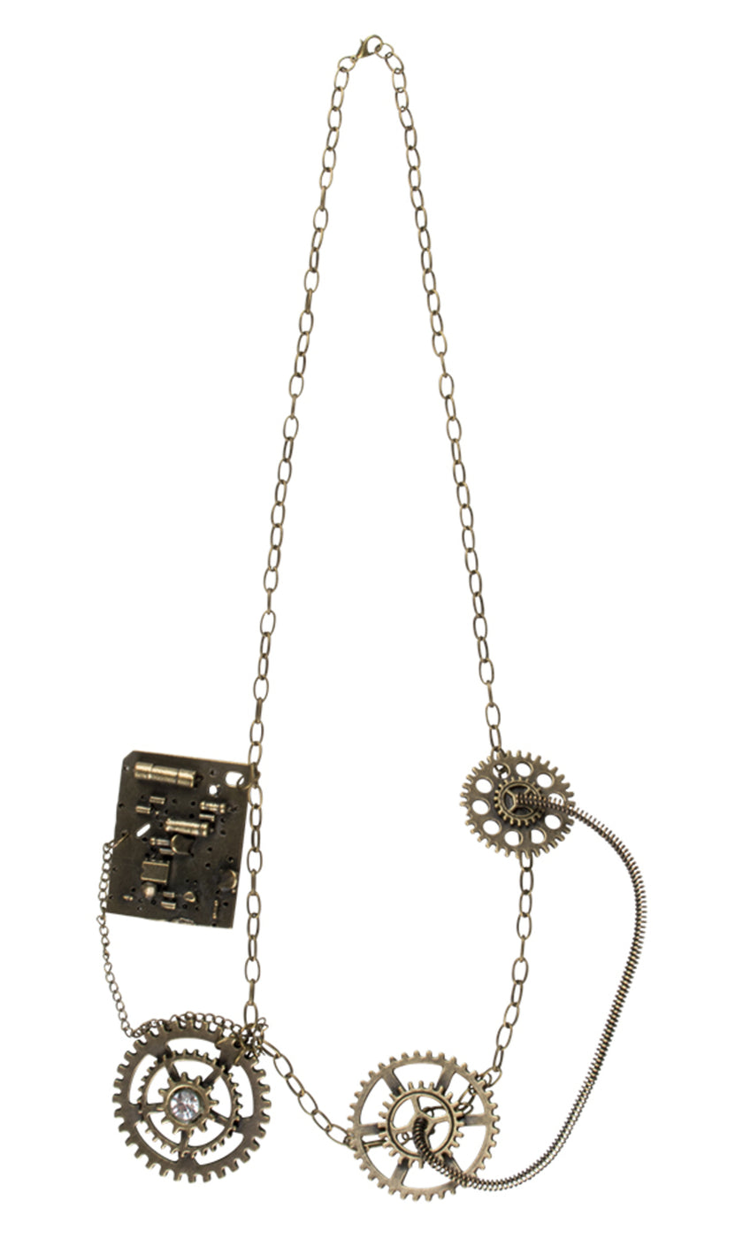 Collier steampunk engrenages dorés