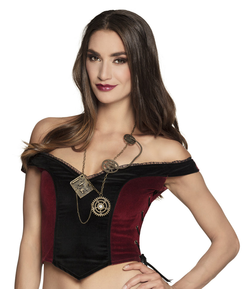 Collier steampunk engrenages dorés