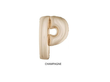 ballon lettre p en aluminium 1m champagne