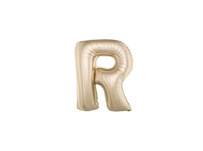 ballon lettre r en aluminium 1m champagne