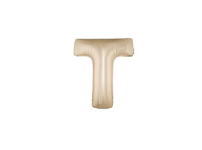 ballon lettre t en aluminium 1m champagne