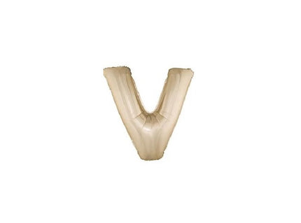 ballon lettre v en aluminium 1m champagne