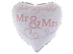 ballon aluminium coeur just married blanc rose 55x46cm