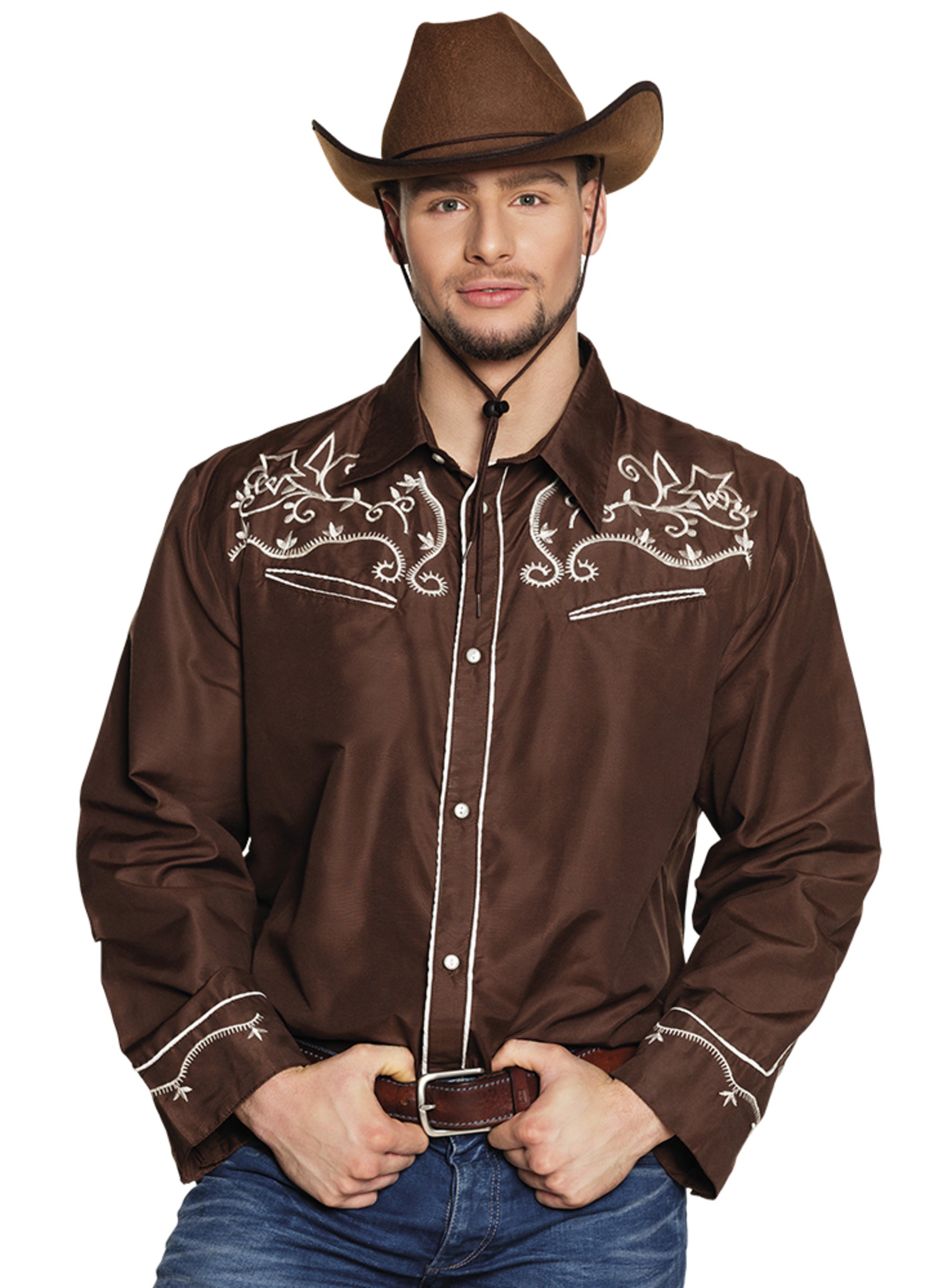 Chemise cowboy marron adulte