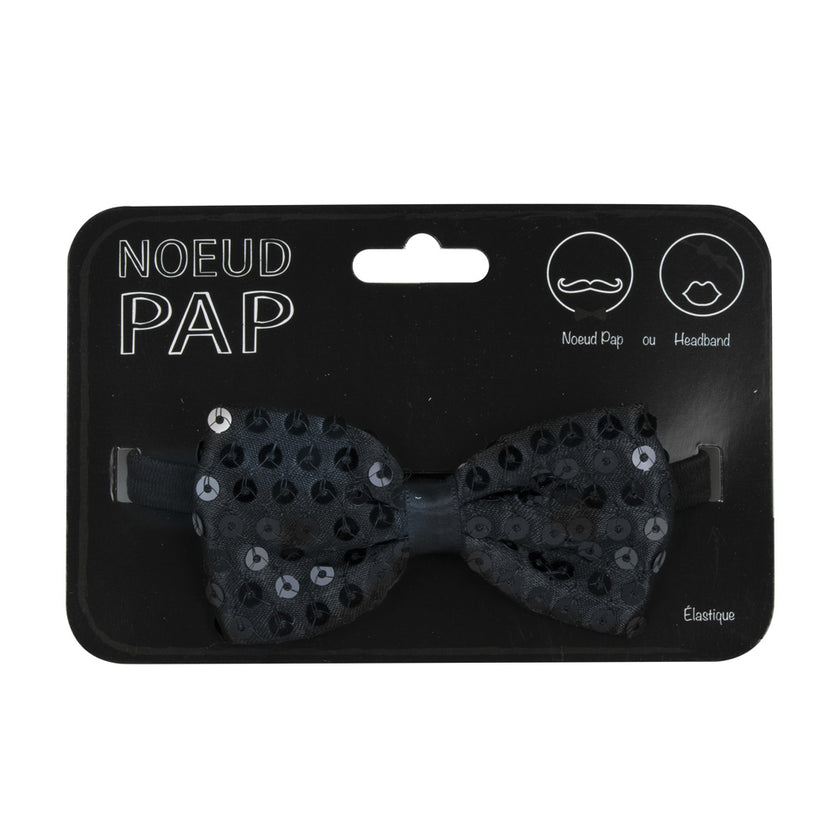 NOEUD PAP SEQUIN 8CM X 4CM NOIR