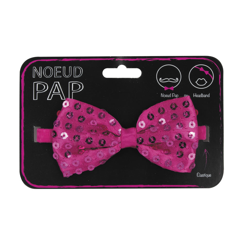 NOEUD PAP SEQUIN 8CM X 4CM ROSE