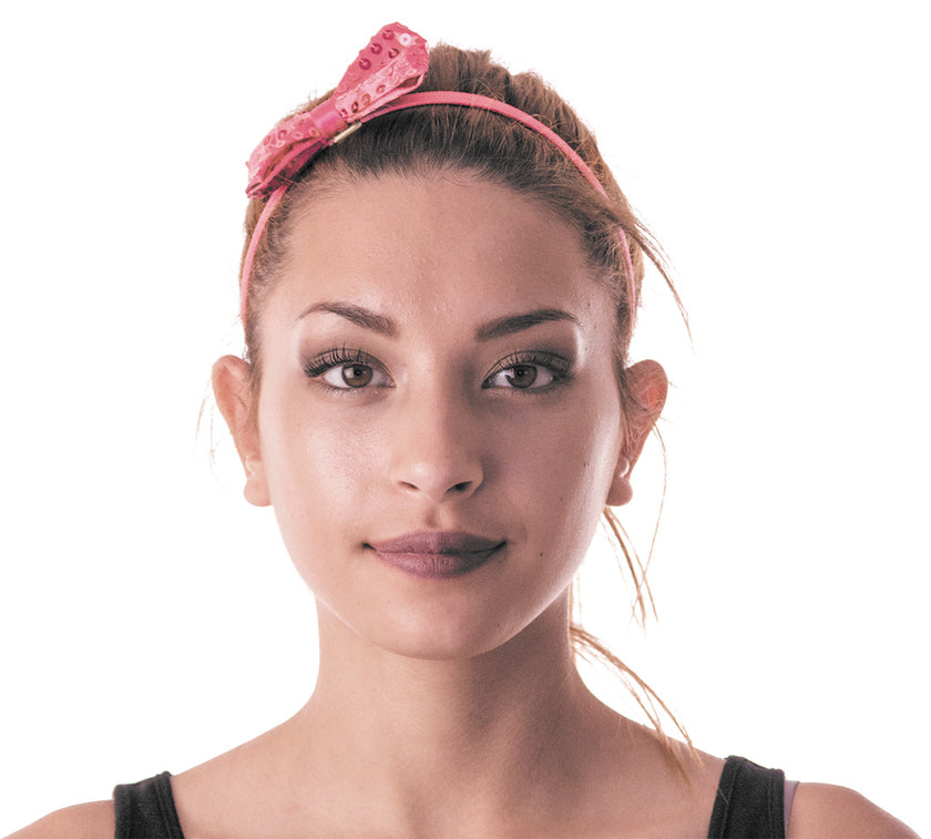 NOEUD PAP SEQUIN 8CM X 4CM ROSE