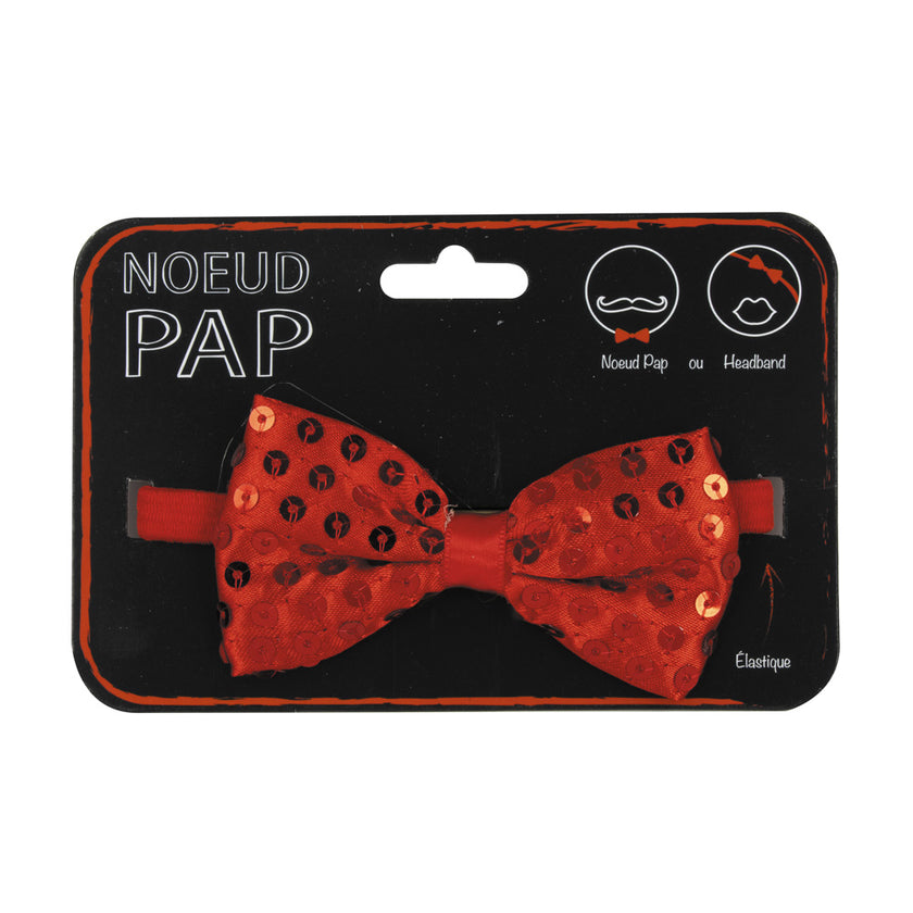 NOEUD PAP SEQUIN 8CM X 4CM ROUGE