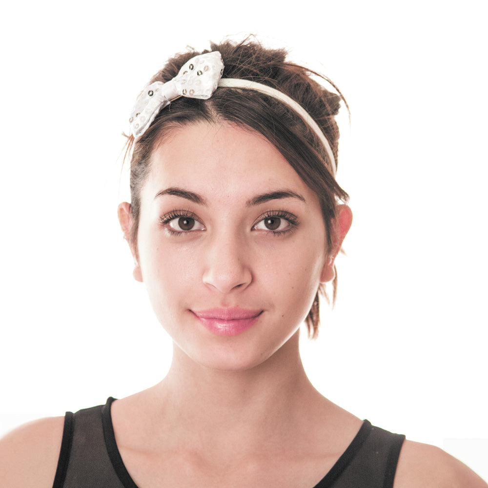 NOEUD PAP SEQUIN 8CM X 4CM ARGENT