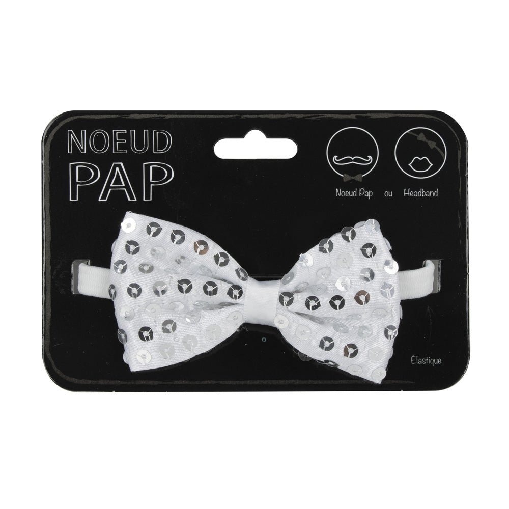 NOEUD PAP SEQUIN 8CM X 4CM ARGENT
