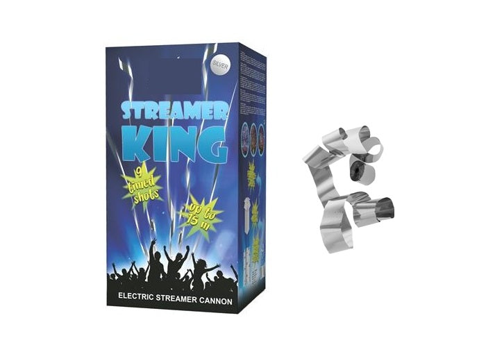 batterie 9 tirs canons électriques serpentins argent 40cm