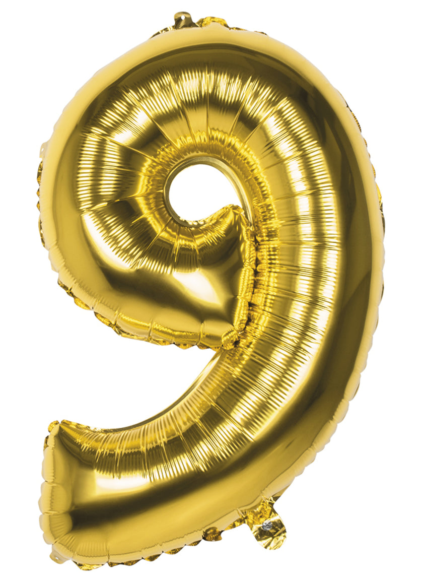 Ballon chiffre 9 doré 86 cm