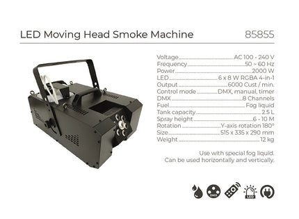machine à fumée avec 6 led''s rgba 2000w