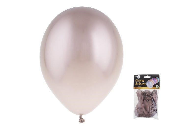 lot de 12 ballons latex chromé or rose 29x40cm