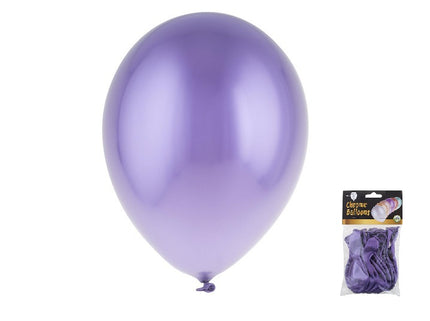lot de 12 ballons latex chromé lilas 29x40cm