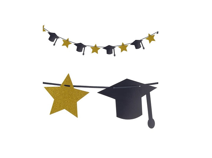 guirlande étudiant diplomé noir et or 3m