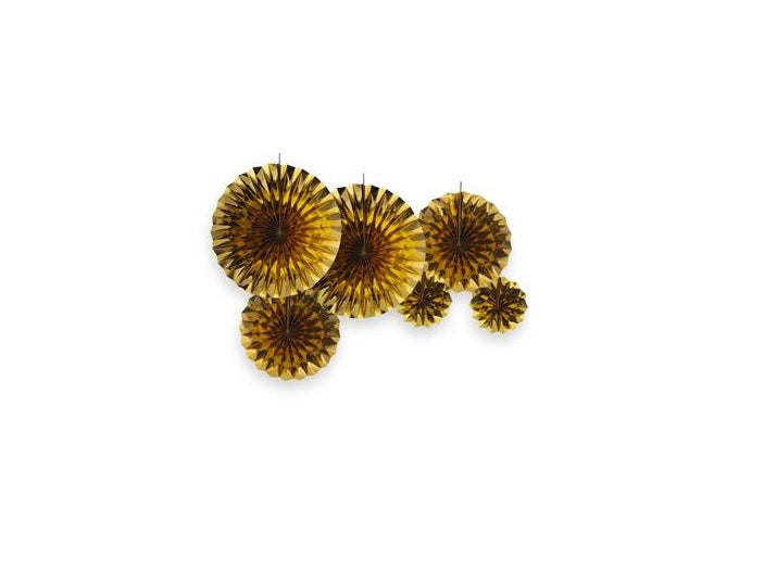 lot de 6 décorations rosaces papier or 20/30/40cm