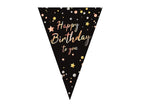 guirlande 10 fanions motif happy birthday noir 5m