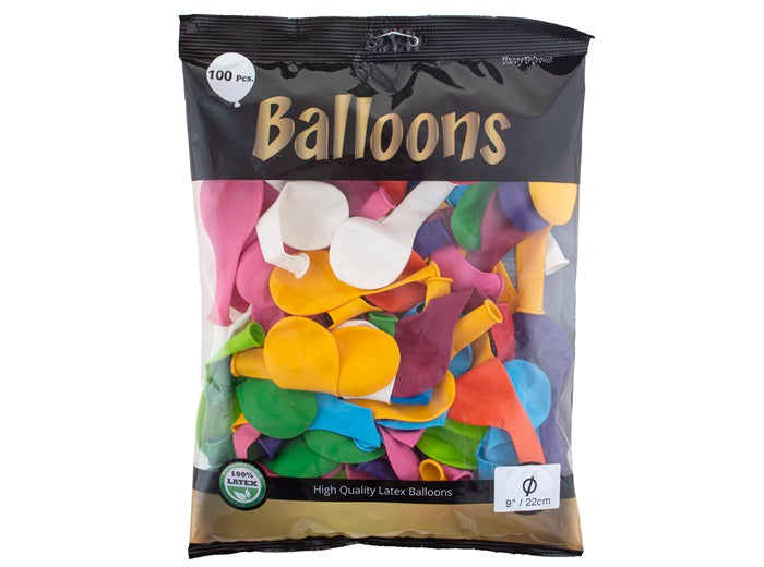 lot de 100 ballons latex opaques assortis 22x30cm