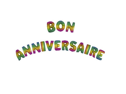 kit ballons aluminium bon anniversaire multicolores 40cm