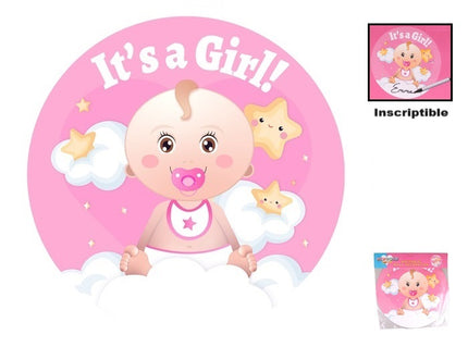 décoration murale it's a girl! inscriptible rose 50cm