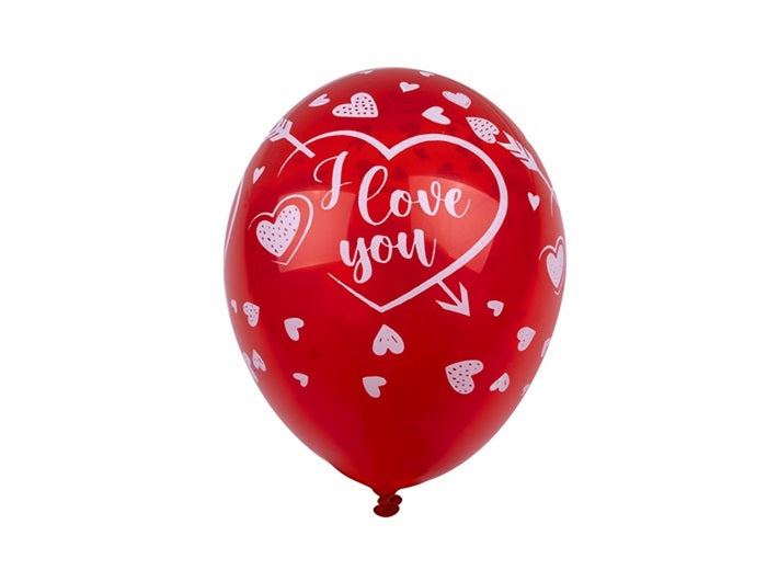 lot de 12 ballons de fête rouges motifs coeurs 30cm