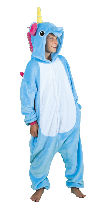 COSTUME KIGURUMI LICORNE BLEUE ENFANT T 7/9 ANS