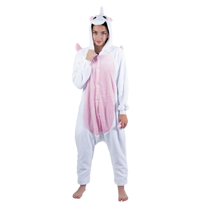 COSTUME KIGURUMI LICORNE ROSE ET BLANCHE ADULTE